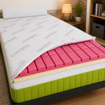   VitaRoll - Red 7 zónás  + 2cm HR EcO hab, Kiegyenlítő Fedőmatrac Bamboo Exclusive huzattal